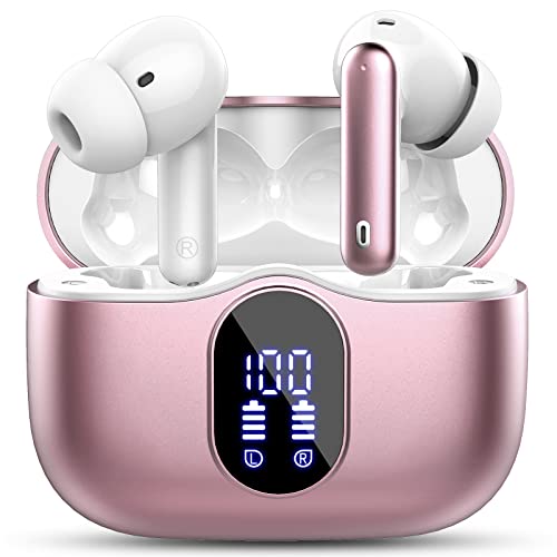 Auriculares Inalámbricos, Auriculares Bluetooth 5.3 con HD Micrófono HiFi Estéreo Pantalla LED, Reducción de Ruido Auriculares,13 mm Controlador dinámico,IP7 Impermeable 36H Cascos Inalambricos