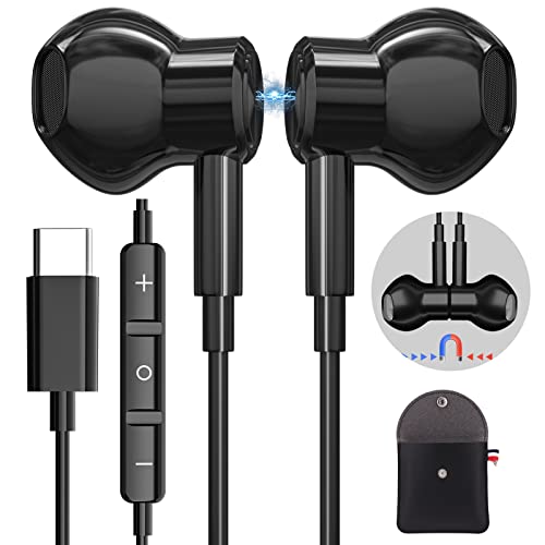 Auriculares USB C, para Samsung Galaxy S23 S22 Ultra S21 S20 A53 A33, Auriculares con Cable Tipo C, Auriculares Tipo C con Audio Estéreo, Microfono y Control de Volumen, para Pixel 7 6 iPad 10 Air 5 4