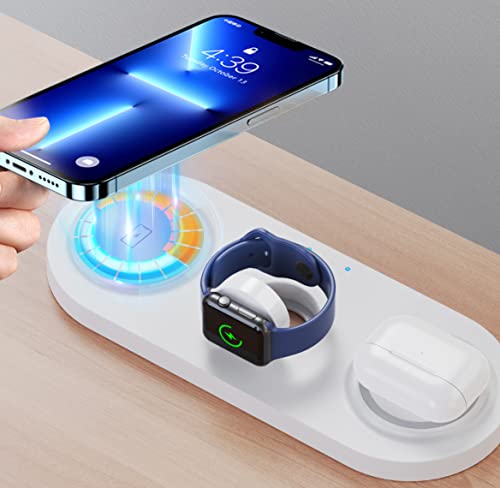 Glangeh Cargador Inalambrico 3 en 1, 18W Magnética Cargador Carga Rapida Inalambrico Plegable y Portátil, Wireless Charger Compatible con iPhone 14 13 12 Pro MAX, Airpods 3 2 Pro, iWatch