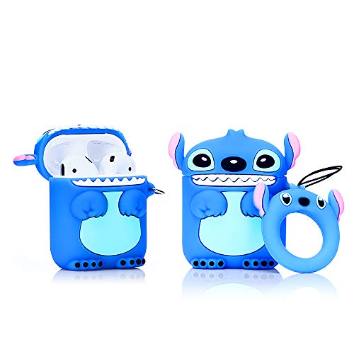 ZAHIUS Airpods Carcasa Funda de Silicona Compatible con Airpods de Apple 1 y 2 [Serie de Dibujos Animados 3D DSN] (Stitch)