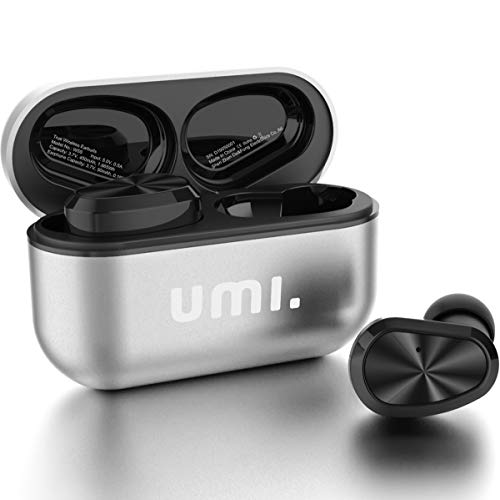 Amazon Brand - Umi Auriculares-inalámbricos-W5s-Auriculares-Bluetooth 5.2 Cascos-inalambricos IPX7 compatibles iPhone Samsung Huawei y Estuche metálico con Base de Carga(Plata)