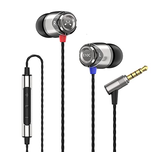 SoundMAGIC E10C Auriculares In Ear con Cable y Micrófono Auriculares Internos Estéreo HiFi de Alta Fidelidad Auriculares Intrauditivos con Aislamiento de Ruido Graves Potentes Cable sin Enredos Gunmetal