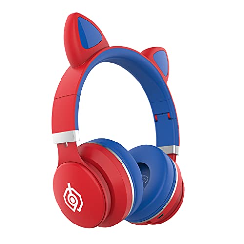 SweetWU - Auriculares inalámbricos con cable compatibles con , 3,5 mm para juegos con efecto de luz LED RGB - rojo azul