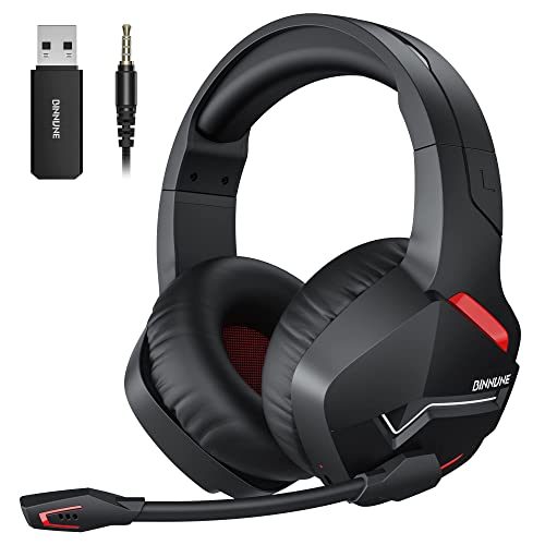 BINNUNE Cascos Inalambricos Gaming Auriculares Bluetooth con Micro para PS4 PS5 PC Playstation 4 5, Batería de 48 Horas, Wireless Headset Gamer con Microfono