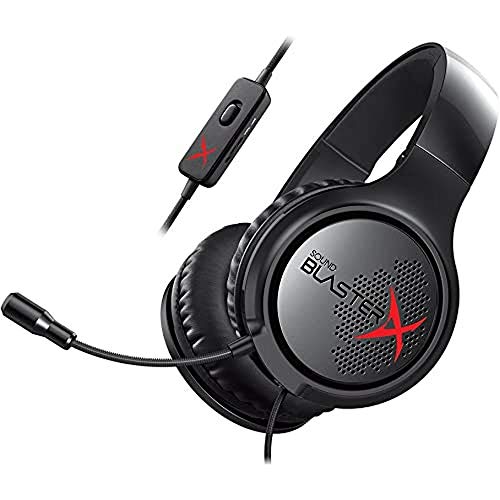 CREATIVE Sound Blasterx H3 - Cascos Portátiles Analógicos con Micrófono para Juegos, Negro