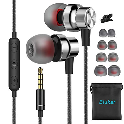 Auriculares In Ear, Blukar Auriculares con Micrófono y Cable Cómodo Reducción Ruido Sonido Estéreo Control de Volumen para Galaxy, Huawei y Todos los Dispositivos de Auriculares de 3.5mm