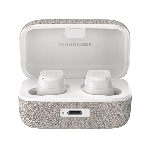 Sennheiser MOMENTUM True Wireless 3 - Auriculares intraurales Bluetooth para música y llamadas con cancelación de ruido adaptativa y batería de 28 horas de duración, blancos