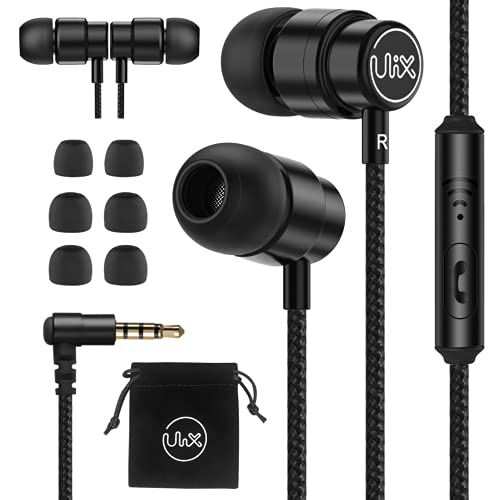 UliX Rider Auriculares In Ear con Cable y Microfono, Garantía de 5 años, Cable Reforzado, Graves, 48 Ω, Cascos para iPhone, iPad, Samsung, Mi, Xiaomi, Huawei, Gaming, Deportivos, Ordenador, Portátil