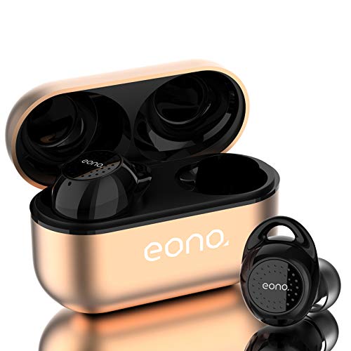 Amazon Brand - Eono Auriculares-Inalámbricos-Deportivos-Eonobuds3 Auriculares-Bluetooth con Micrófono - In-Ear Auriculares con IPX7 Impermeable, Control táctil y Carga USB-C(Dorado)