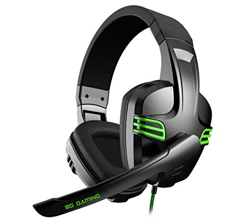 BG Typhoon - Auriculares gaming, micrófono abatible, control volumen, PC, PS4, XBOX ONE, Jack 3.5mm, Negro, Verde