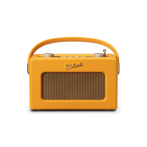 Roberts Radio Revival Uno BT - Radio portátil compacta con Dab-FM, Bluetooth, diseño Vintage, Streaming, entrada auxiliar, salida de auriculares, alarmas, garantía de 2 años, color amarillo sol