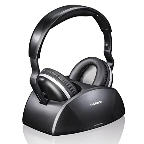 Thomson WHP3321BK - Auriculares inalámbricos con entrada óptica, 8 horas de escucha, espuma suave, color negro