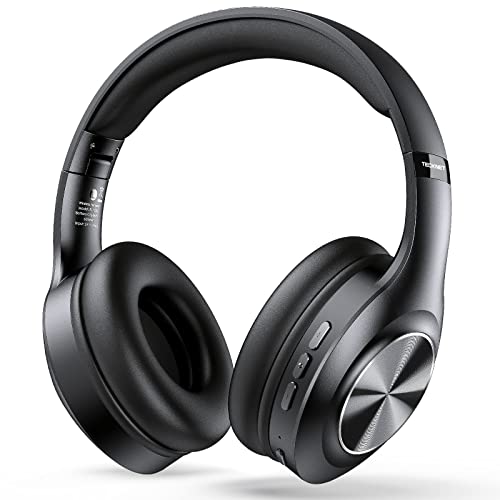 TECKNET Auriculares inalámbricos Bluetooth Diadema, 65 h de reproducción y 3 Modos EQ, micrófono para Llamadas, Cascos inalámbricos HiFi Estéreo, Plegables para teléfono/PC/TV