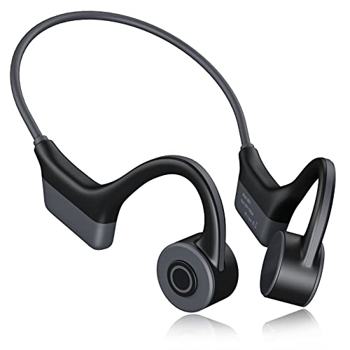 WANFEI Auriculares de Conducción Ósea, Auriculares Inalámbricos Bluetooth 5.0 de Conducción Ósea con Micrófono IP55 Aleación de Titanio Auriculares Deportivos con Bluetooth para Jogging (Negro)