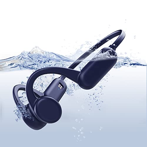 Auriculares Conduccion Osea para Nadar，Auriculares inalámbricos Bluetooth con micrófono,Ipx8 bajo el Agua，con Memoria de 8GB，Reproductor MP3 para Nadar，10h Duración Batería,Carga Rápida,Running,Sport…