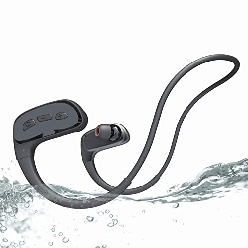 CYBORIS Auriculares Natacion Auriculares Deportivos Inalámbricos IPX8, Altavoz Incorporado Conducción Ósea, EQ función, Auriculares Bluetooth y 32GB MP3 2 en 1 para Correr, Bucear, Nadar, Ciclismo