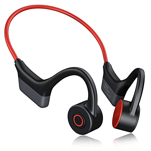 WANFEI Auriculares Conduccion Osea, Auriculares Oseos Inalámbricos Deportivos con Micrófono Bluetooth 5.0 Auriculares de Conducción ósea,Diseño Open-Ear,Impermeable IP55 para Trotar, Correr, Ciclismo