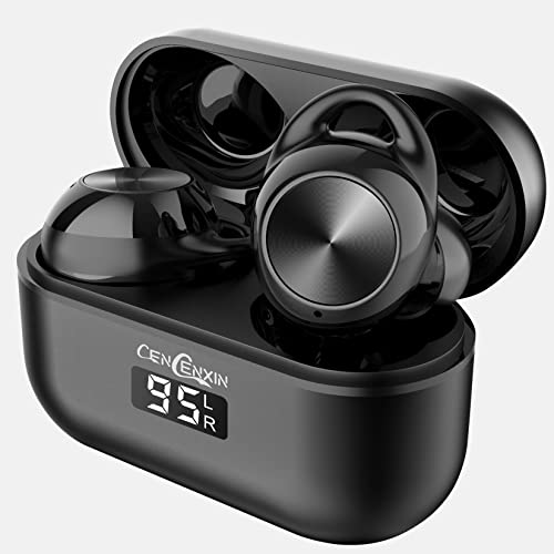 CENCENXIN W4 Auriculares-Bluetooth Baja latencia-In-Ear Auriculares con Micrófono LED Display IPX7 Impermeable, Control táctil y USB-C, Auriculares inalámbricos, Carga metálica Game/TV/Sport(Negro)