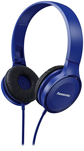 Panasonic RP-HF100ME-A Auriculares Estéreo con Cable, On Ear, Sonido Potente y Equilibrado, Compactos, Ligeros y Plegables, con Micrófono, Azul