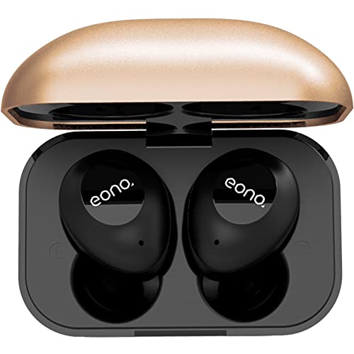 Amazon Brand - Eono Auriculares-inalámbricos - Eonobuds4 Auriculares-Bluetooth 5.2 - Cascos-Inalambricos-Bluetooth IPX7 Impermeable Inalambricos-Deportivos con Estuche metálico de Carga(Oro)