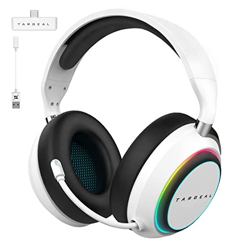 targeal Cascos Inalambricos Gaming Auriculares Gaming con Microfono, 2.4G/Bluetooth/3.5mm Audio, Cascos Gaming con RGB Luz, Compatible con PS4/PS5/Switch/PC/Mac/Laptop/Tablet/Teléfono