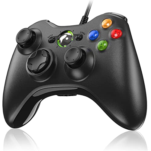 Mando Xbox 360, Mando PC, USB Mando para Xbox 360/Xbox 360 Slim/PC Win7/8/10/11/XP Joystick Gamepad con Doble Vibración Wired Controlador