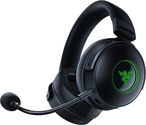 Razer Kraken V3 Pro - Auriculares Gaming Inalámbricos con Tecnología Háptica (HyperSpeed Inalámbricos, Diafragma Titanio 50 mm, Audio Espacial THX, Razer Chroma RGB, Micrófono Retráctil) Negro