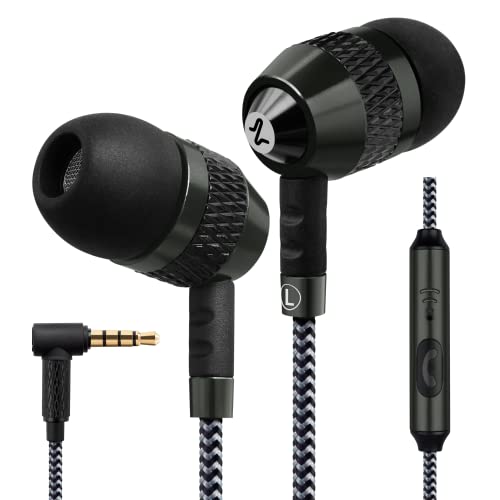 Ludos Aurora Auriculares in Ear con Cable y Micrófono, 5 AÑOS DE GARANTÍA, Trenzado y Jack 3.5, Cascos Musica con Aislamiento del Sonido, Audífonos con Sonido iPhone, Samsung, Huawei, Xiaomi, MI