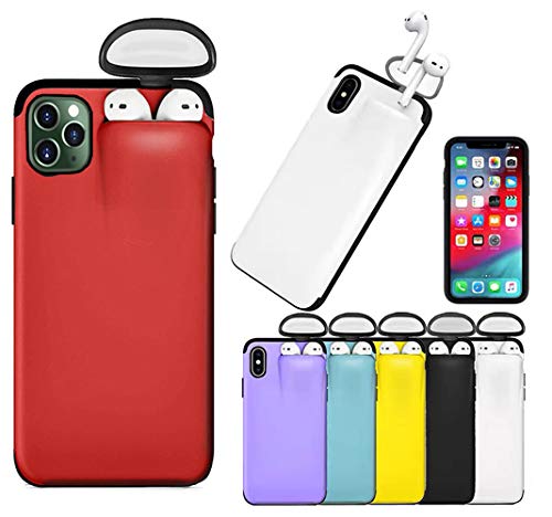 Funda para iPhone 11, Teléfono Caso Compatible con Apple iPhone 11 Pro con soporte para auriculares inalámbricos Bluetooth, Carcasa Anti-Choques/Arañazos/ 6.1/5.8 Pulgadas (11 6.1'', rojo)