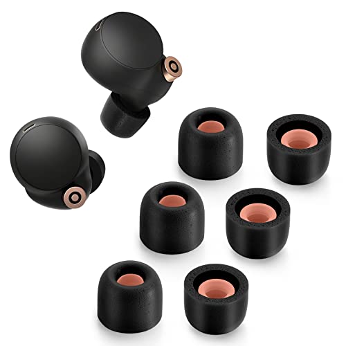 Puntas de espuma viscoelástica para Sony WF-1000XM4, almohadillas de repuesto antideslizantes para auriculares inalámbricos Sony verdaderos, cabe en la funda de carga, 3 pares (pequeño, negro)