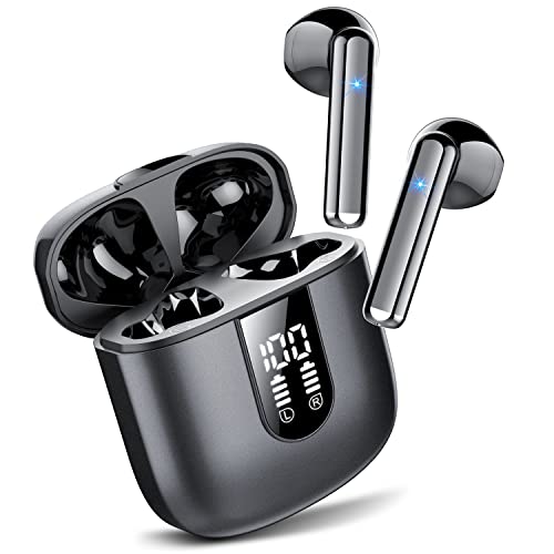 Jesebang Auriculares Inalámbricos, 2023 Auriculares Bluetooth 5.3 con HD Micrófono, Cascos Inalambricos Bluetooth con Potentes Altavoces de 13 mm, Sonido, LED Pantalla, Negro Misterioso