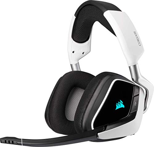 Corsair VOID ELITE RGB Wireless Auriculares para Juegos (7.1 Sonido envolvente, Inalámbrico de 2.4 GHz de baja latencia, 12 m de alcance, Personalizable Iluminación, Compatible con PC, PS4) Blanco