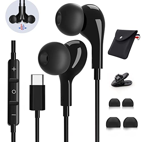 Auriculares USB Tipo C, Auriculares con Cable Tipo C para Samsung Galaxy S23 S22 Ultra S21 S20 A53 5G,In-Ear Auriculares Tipo C con Micrófono Control del Volumen, para Google Pixel 7 6 6a Xiaomi OPPO