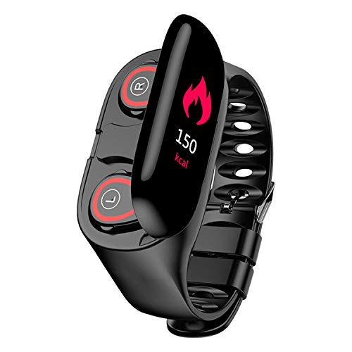 HQHOME Reloj inteligente 2 en 1 con auriculares inalámbricos Bluetooth, pulsera de fitness resistente al agua, reloj de fitness con pulsera de repuesto, rastreador de actividad, mujeres y hombres