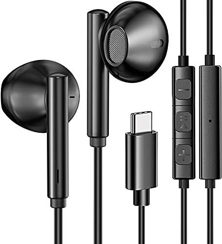 Auriculares USB Tipo C Auriculares Estéreo USB C con Micrófono y Función de Control, Adecuados para Google Pixel, Samsung Galaxy S21 Ultra 5G, iPad Pro 2018/2020, OnePlus Buds