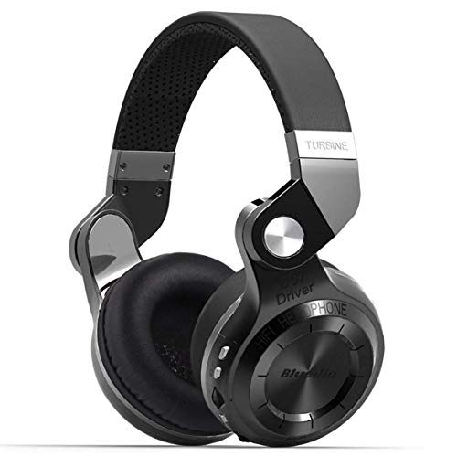 Bluedio Auriculares inalámbricos Bluetooth plegables sobre la oreja con ranura para tarjeta micro SD, radio FM, compatible con servicios web de Amazon, micrófono, con cable (negro)