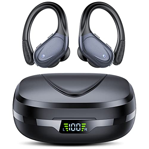 Tiksounds Auriculares Inalambricos Deportivos, Cascos Inalambricos Bluetooth con Pantalla LED, 10 Horas de Tiempo de Escucha, Auriculares Impermeables para los Oídos para Correr Entrenamiento