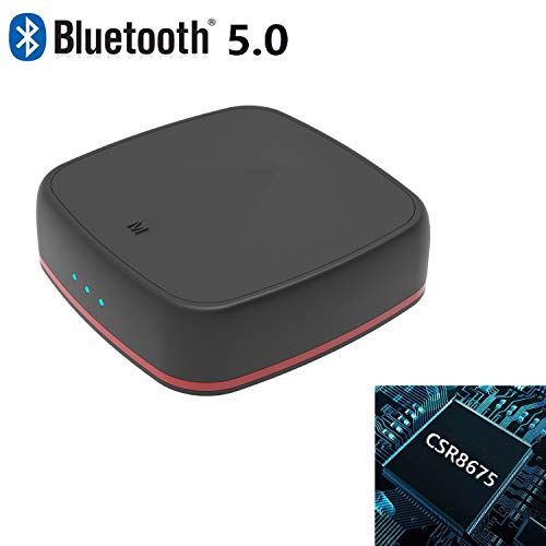 MonQootr Receptor Transmisor Bluetooth 5.0 2 en 1, Adaptador Bluetooth de Audio, Baja latencia aptX para 2 Auriculares, RCA, Adaptador de Audio emisor inalámbrico de 3,5 mm, Sistema Estéreo del Hogar