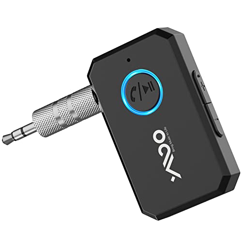 YMOO Receptor Bluetooth 5.2, AUX Adaptador Bluetooth Coche Audio Jack 3.5mm para Estéreo Domestico/Altavoz/Auriculares con Cable, Llamadas Manos Libres y Conexión Dual, Admite Siri y Google