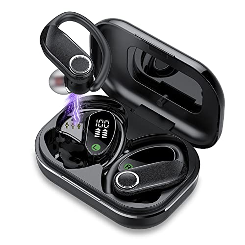 taopod Auriculares Inalambricos Deporte, Auriculares Bluetooth 5.1 Inalambricos con Estuche de Carga LED, IPX7 Impermeable 56H Tiempo de Reprodución Sonido Estéreo Adatto per Lavoro e Sport