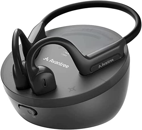 Avantree Medley Air - Auriculares Inalámbricos Abiertos para Ver TV/Television con Transmisor Bluetooth & Base de Carga, Barra de Sonido Passthrough, Diálogo Claro y Conciencia del Entorno