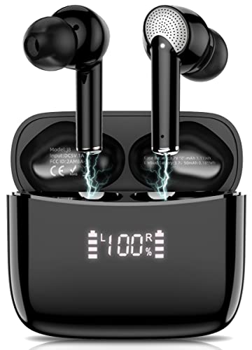 AELBONY Auriculares Inalámbricos Bluetooth 5.3 Deportivos In-Ear, LED Pantalla, Mic Integrado, Impermeables, 50 H Control Táctil, Carga Rápida USB-C, para Android/iPhone