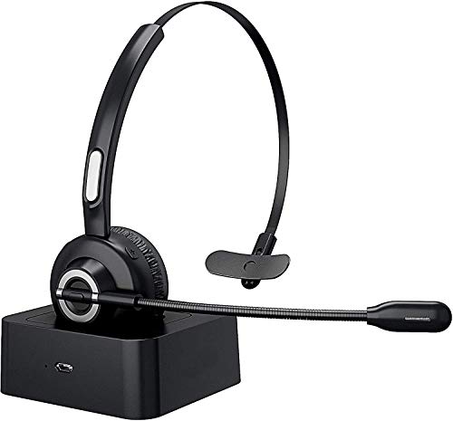 Tanouve Auriculares con Micrófono PC,Auriculares Inalámbricos Bluetooth Cascos Gaming PC con Estación de Carga Cancelación de Ruido Compatibles con PC/tabletas/teléfonos móviles/Playstation4 (Negro)