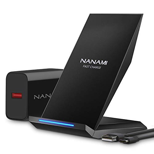 NANAMI Cargador Inalámbrico Rápido,Qi Wireless Charger (con QC 3.0 Cargador USB) para iPhone 14/13/12/11/11 Pro/11 Pro MAX/XS MAX/XR/XS/X/8+/8,10W Carga Rápida para Galaxy S23/S22/S21/S20/S10/Note 20