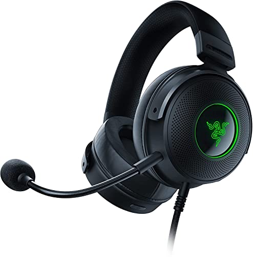 Razer Kraken V3 HyperSense - Auriculares Gaming con Cable con Tecnología Háptica (Razer HyperSense, Diafragma 50 mm , Audio Espacial THX, Razer Chroma RGB, Micrófono Retráctil Cardioide) Negro