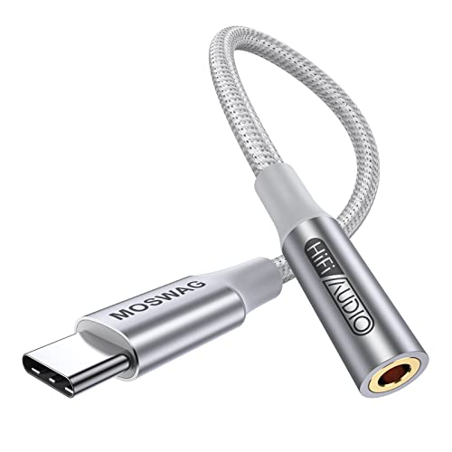 MOSWAG Adaptador USB C a Conector de Auriculares de 3,5 mm, Cable USB C a Audio Auxiliar Dongle Cable Compatible con Pixel 4 3 2 XL, Samsung Galaxy S21 S20 Ultra S20 + Note 20 10 S10 S9 Plus iPad Pro