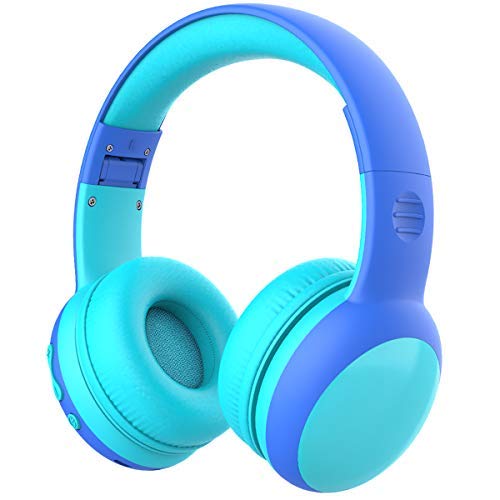 Gorsun Auriculares Bluetooth para niños, Auriculares Plegable para niños con 85dB Volumen Limitado, Auriculares Ajustable y Plegable con micrófono, niñas y niños, Azul New Version