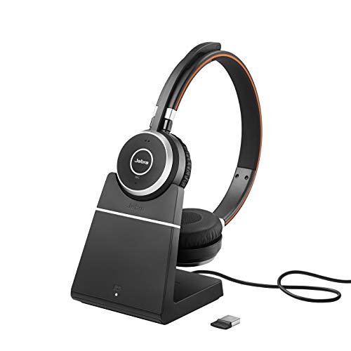 Jabra Evolve 65 SE Auriculares Inalámbricos Estéreo con Bluetooth - Micrófono con Cancelación de Ruido, Batería de Larga Duración y Estación de Carga - Certificado para MS Teams - Negro