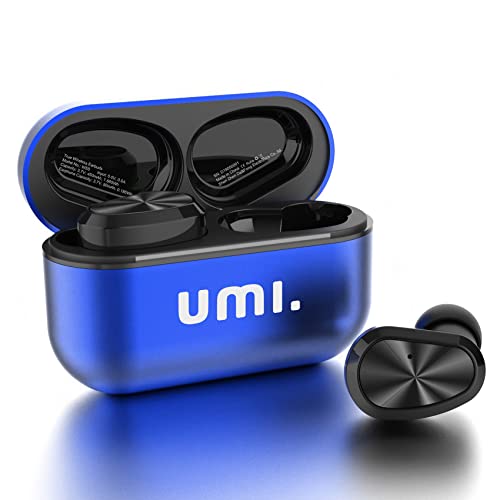 Amazon Brand - Umi Auriculares-inalámbricos-W5s-Auriculares-Bluetooth 5.2 Cascos-inalambricos IPX7 compatibles iPhone Samsung Huawei y Estuche metálico con Base de Carga(Azul)