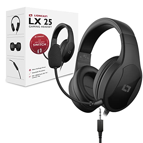 Lioncast Cascos de Gaming LX25- Auriculares con Sonido Estéreo y Control de Neodimio de 50mm - Compatibles con Windows, Mac, Nintendo Switch, PS5, PS4, Xbox One - Micrófono Desmontable, Almohadillas